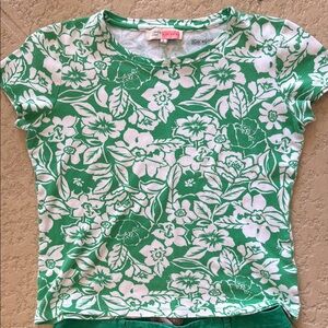 Jones New York Green and White Short Sleeve Tee